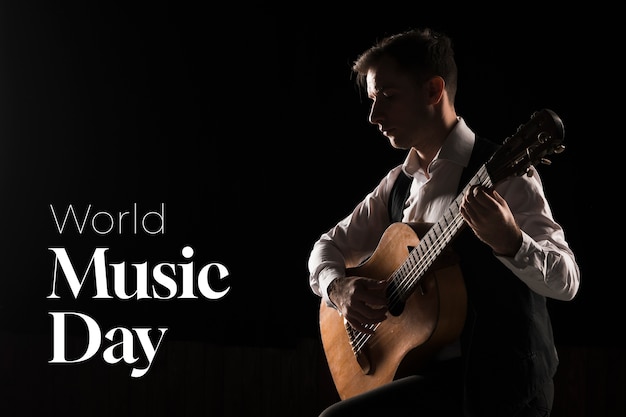 Collage de bannières pour la journée mondiale de la musique