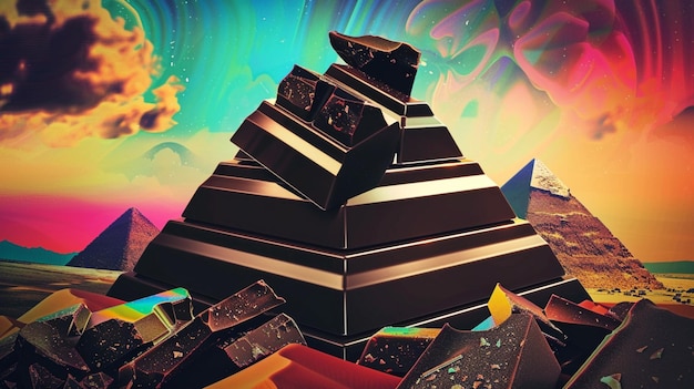 Photo un collage de chocolat à la pyramide astrale