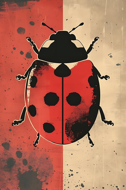 Collage de la coccinelle avec une texture de pointes polka Collage d'effet capricieux Style de concept de flyer d'affiche rouge