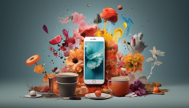 Collage créatif marketing avec téléphone Photographie commerciale