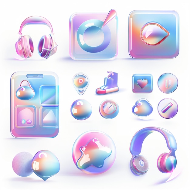 un collage de différentes bulles avec différentes couleurs et formes