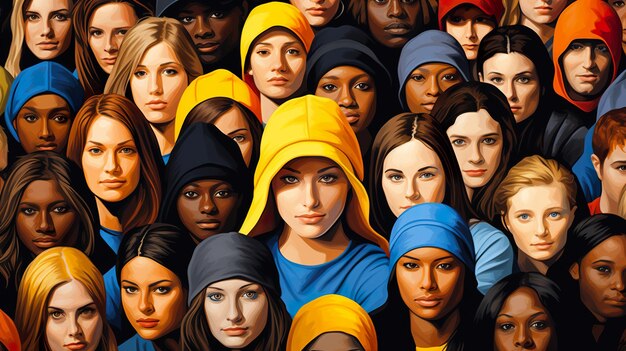 Photo un collage de différentes personnes avec différentes couleurs et formes