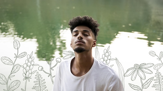 Collage de Doodle de la pensée d'une personne