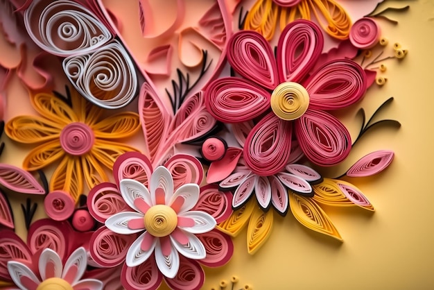 Un collage de fleurs aux pétales roses et oranges