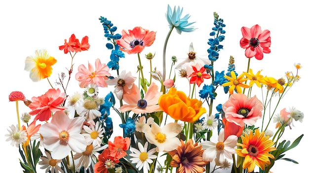 un collage de fleurs de printemps illustration isolée sur blanc