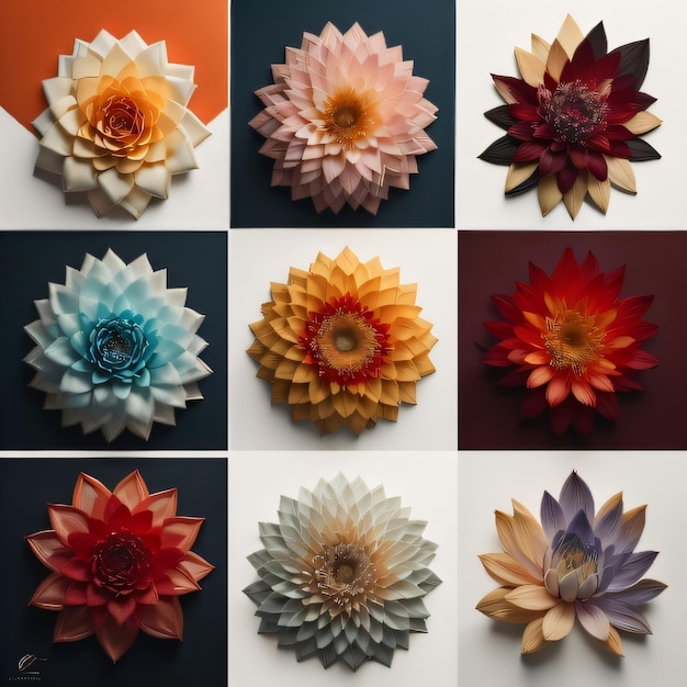 Un collage de fleurs avec un qui dit "fleur".