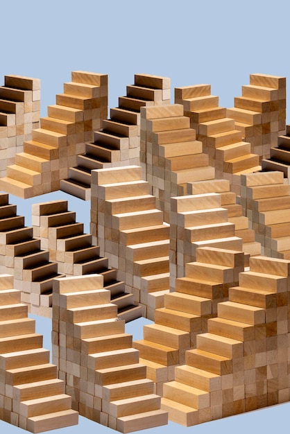 Collage avec des formes géométriques faites de barres de bois