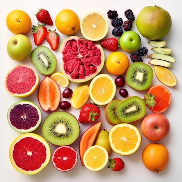 collage de fruits colorés à l'aspect délicieux
