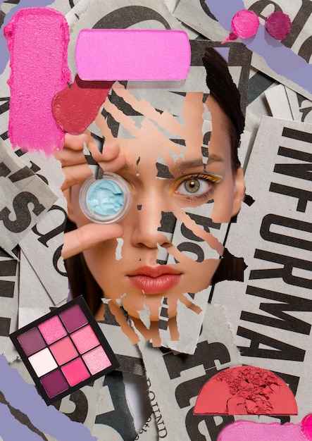 Un collage de maquillage joyeux