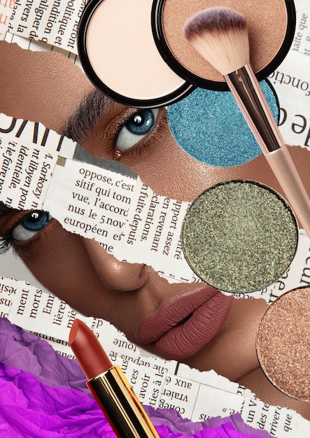 Un collage de maquillage joyeux