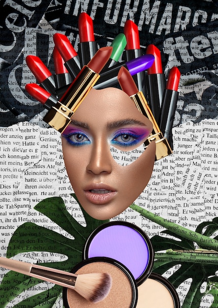 Un collage de maquillage joyeux