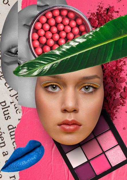 Un collage de maquillage joyeux