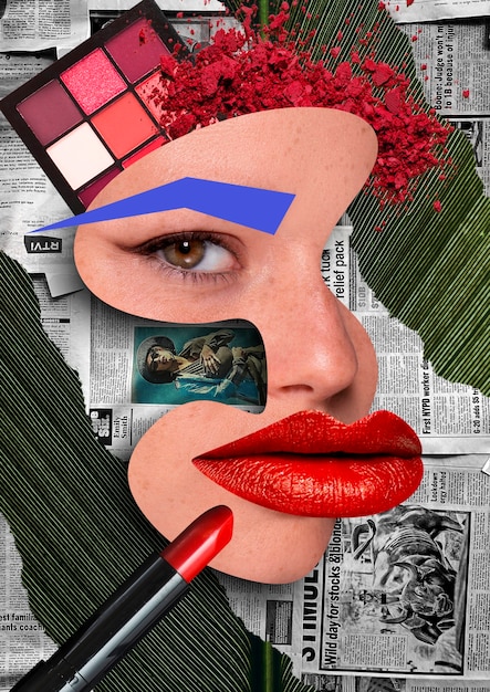 Un collage de maquillage joyeux