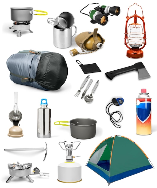Collage de matériel de camping