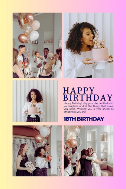 Collage photo d'anniversaire blanc et simple 1