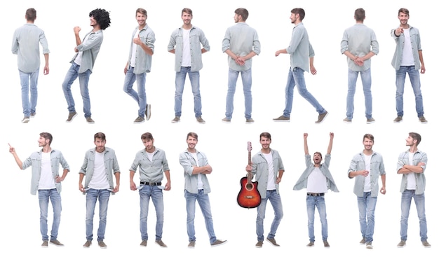 Collage de photos d'un beau type moderne isolé sur fond blanc