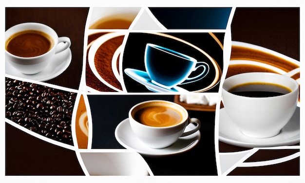 Photo collage de photos de café et de haricots