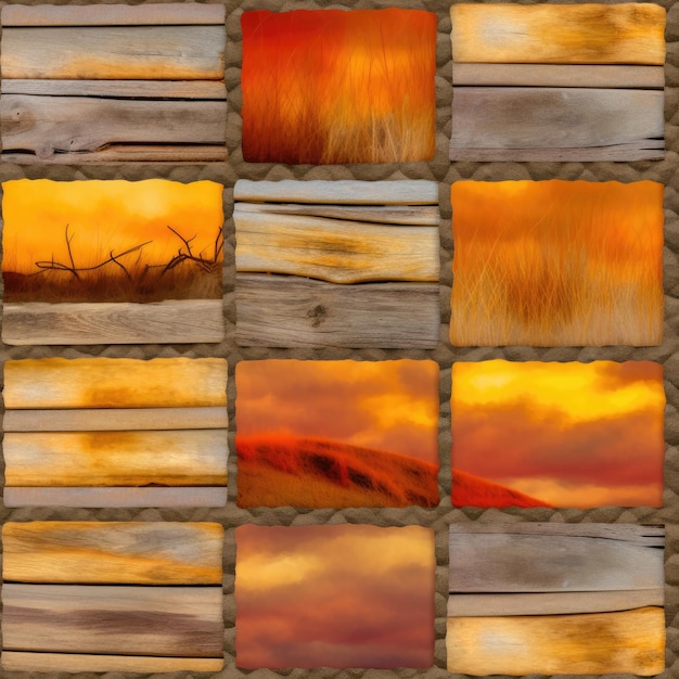 Un collage de photos avec le ciel en arrière-plan