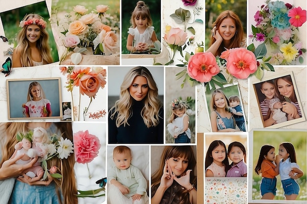 un collage de photos avec une fille et une fleur