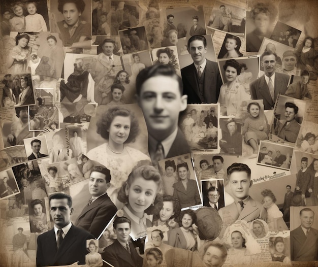 Photo un collage de photos des membres de la famille tout au long