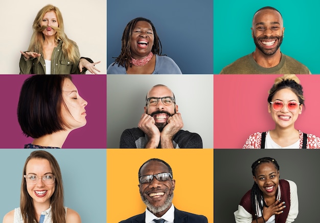 Photo un collage de portraits en studio de diverses personnes