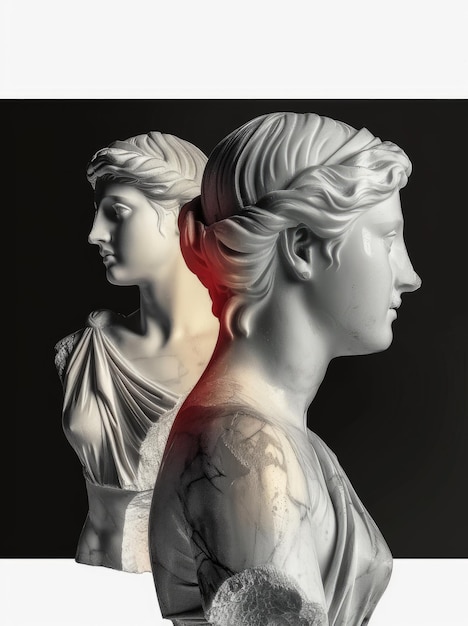 Photo collage de statues de vénère d'art moderne mettant en vedette des interprétations contemporaines de figurines de vénères une fusion