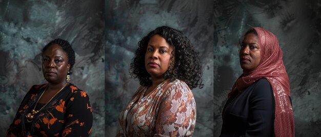 Photo un collage de trois photos de femmes noires.