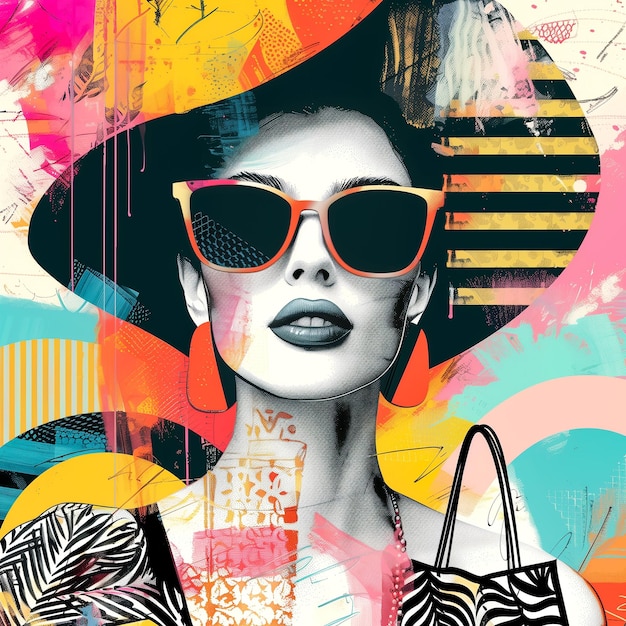 collage de ventes d'été élégant avec un style de mode féminin