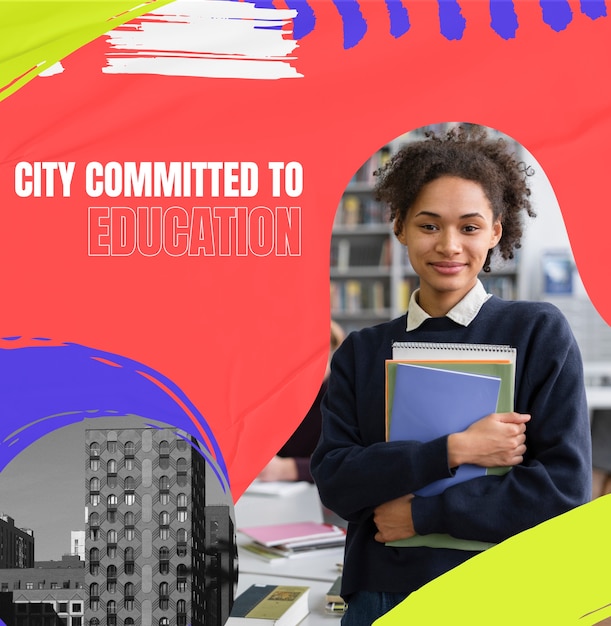 Collage d'une ville engagée dans l'éducation