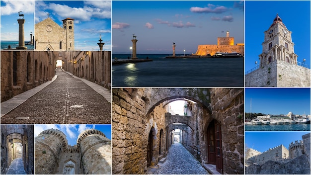 Collage avec visites Rhodes Grèce