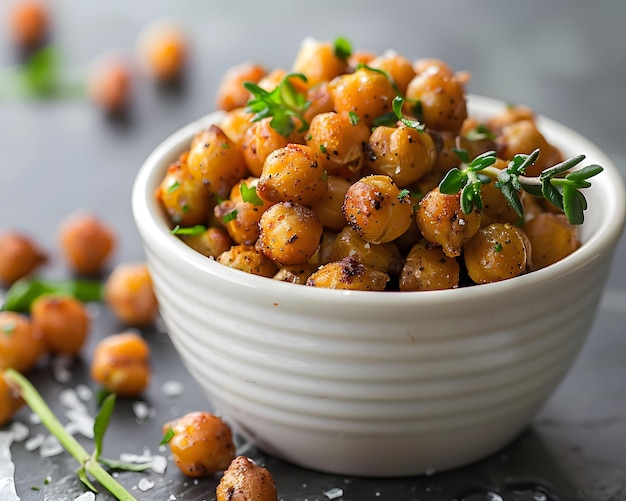 Une collation croustillante de pois chiches rôtis épicés