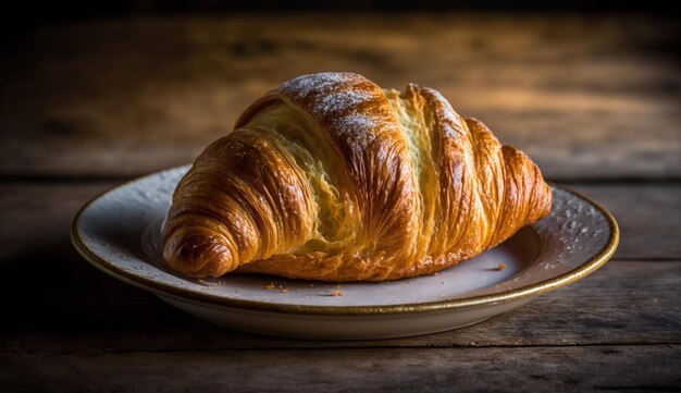 Des collations françaises fraîches sur une table en bois en gros plan générées par l'IA