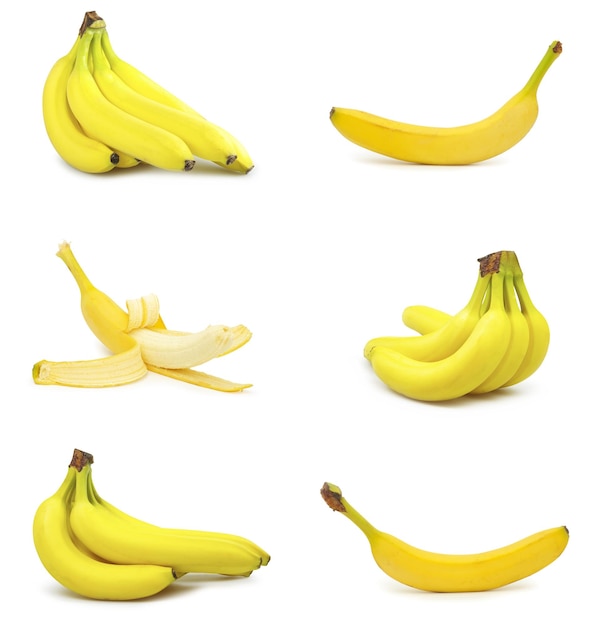 collecte de bananes fraîches isolées sur fond blanc