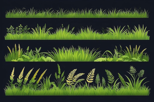 Photo collecte d'herbe de bordure dans une conception plate