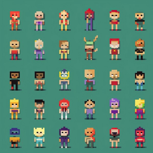 une collection de 100 caractères simples de 8 bits appelés