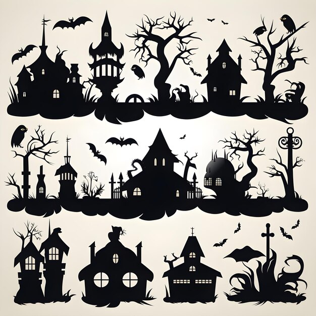 Collection d'actifs de silhouette d'Halloween