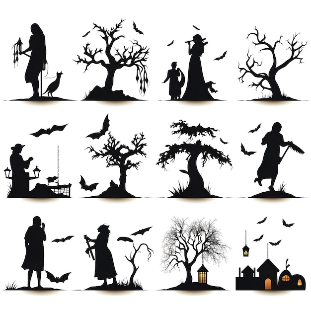 Photo collection d'actifs de silhouette d'halloween