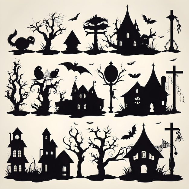 Collection d'actifs de silhouette d'Halloween