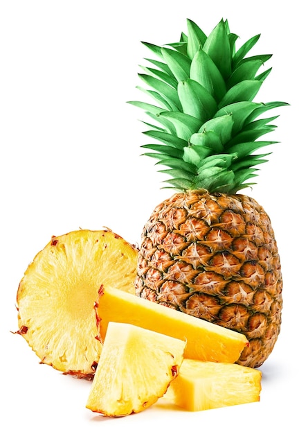 Collection d'ananas isolé sur fond blanc Ensemble d'ananas clipping path