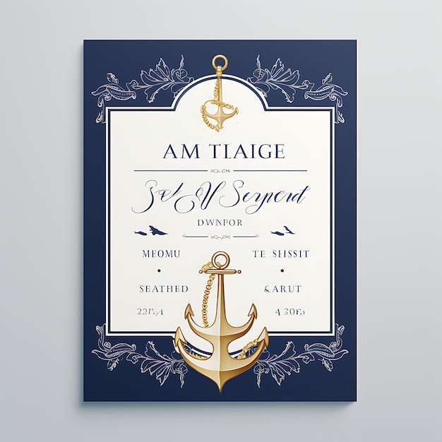 Collection Ancrage nautique Carte d'invitation de mariage Ancrage en forme Navy Bl conception d'idée d'illustration