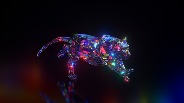 Collection d'animaux de diamant. Guépard en marche. Concept de nature et d'animaux. Animation 3D d'une boucle parfaite. Faible poly