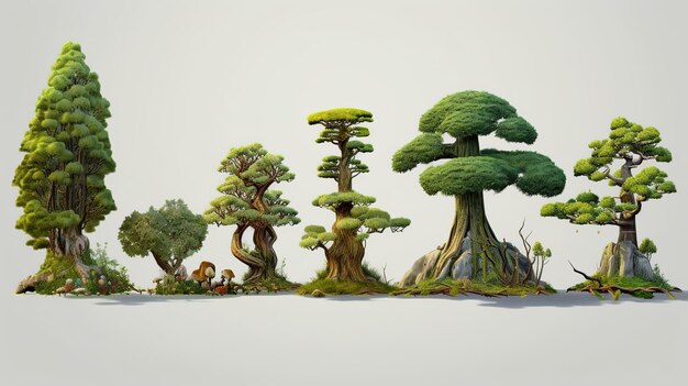 Une collection d'arbres de différentes variétésGenerative AI