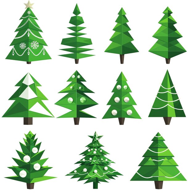 une collection d'arbres de Noël avec un fond blanc et un vert qui dit quote christmas quo