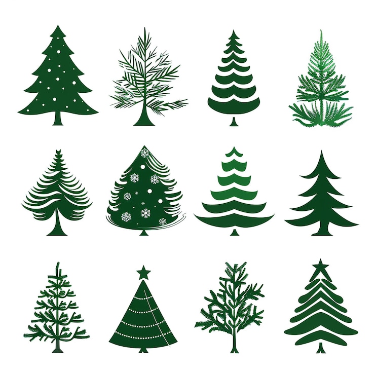 Photo une collection d'arbres de noël avec les mots " noël " au bas