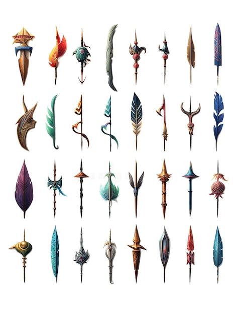 Une collection d'armes pour le jeu dragon.