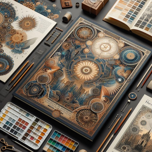 Photo une collection d'art et d'accessoires comprenant l'un des dessins