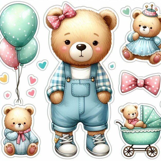 Collection d'autocollants Des bébés-ours doux et irrésistiblement mignons 32
