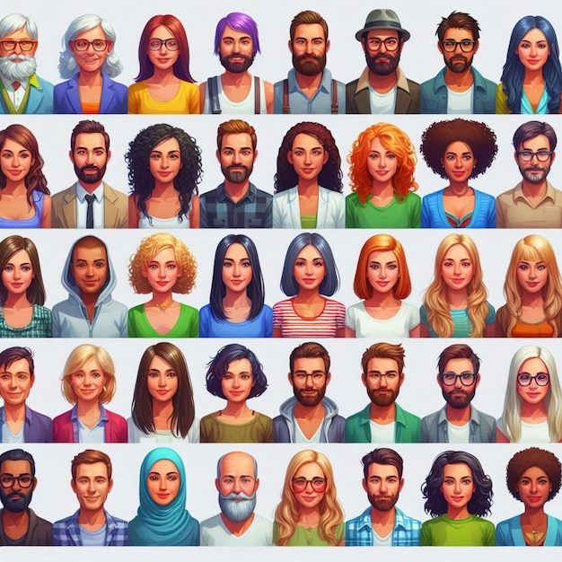 Photo la collection d'avatars de personnes