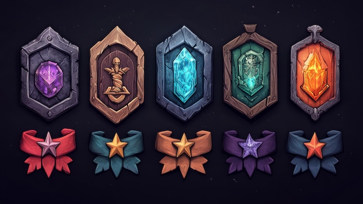 Photo collection de badges de jeux fantastiques