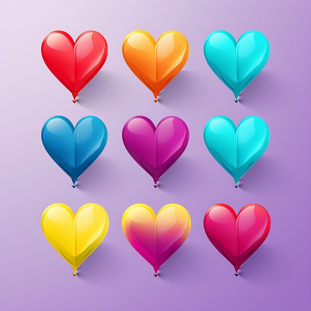 Une collection de ballons à airs colorés pour la fête de la Saint-Valentin